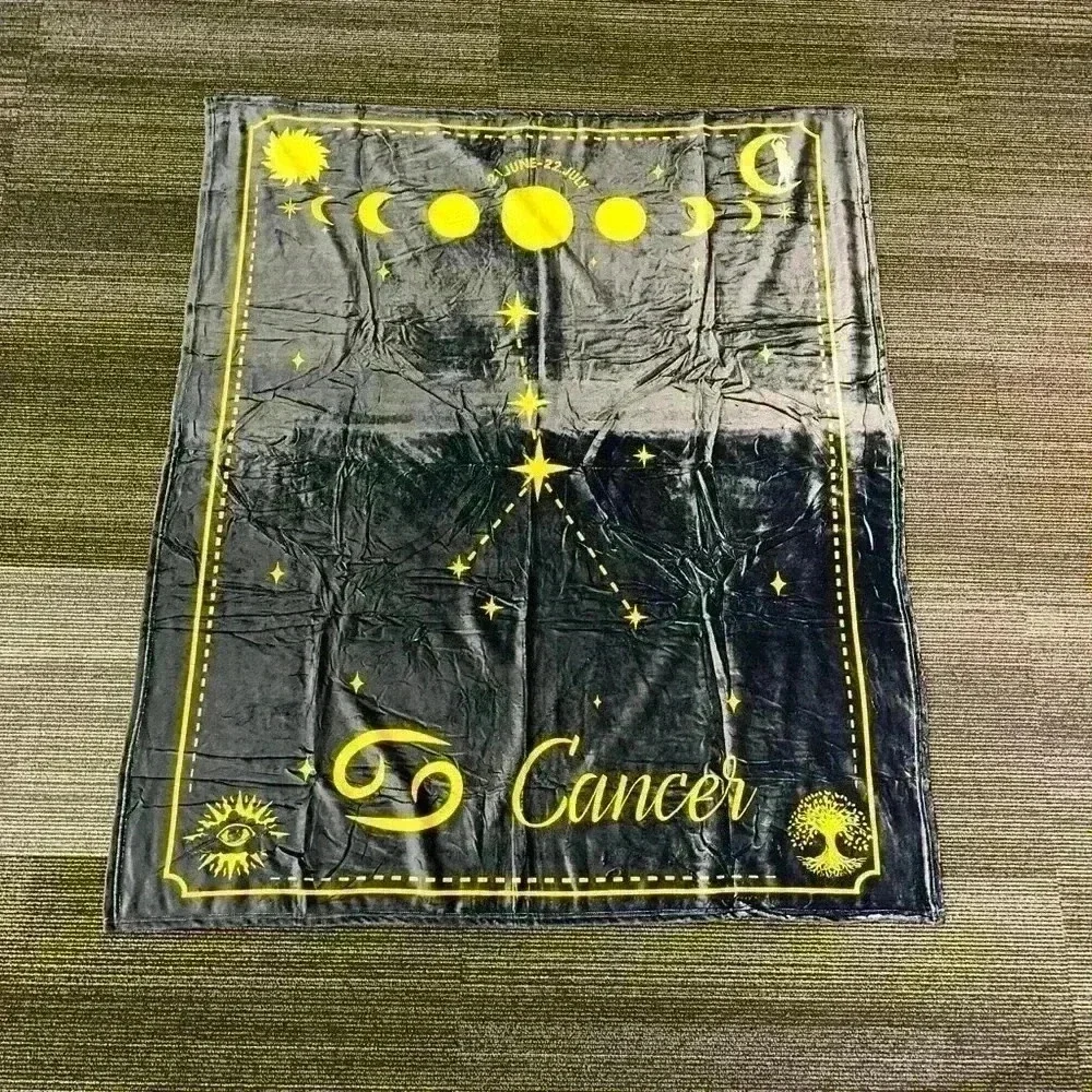 Cancer Zodiac Throw Blanket Gray Yellow 50